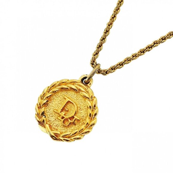 Authentic Christian Dior Vintage DIOR Gold Plated Necklace Medallion - Picture 2 of 8